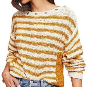 NWOT Moth by anthropologie studded mustard & beige cable knit sweater Sz. S